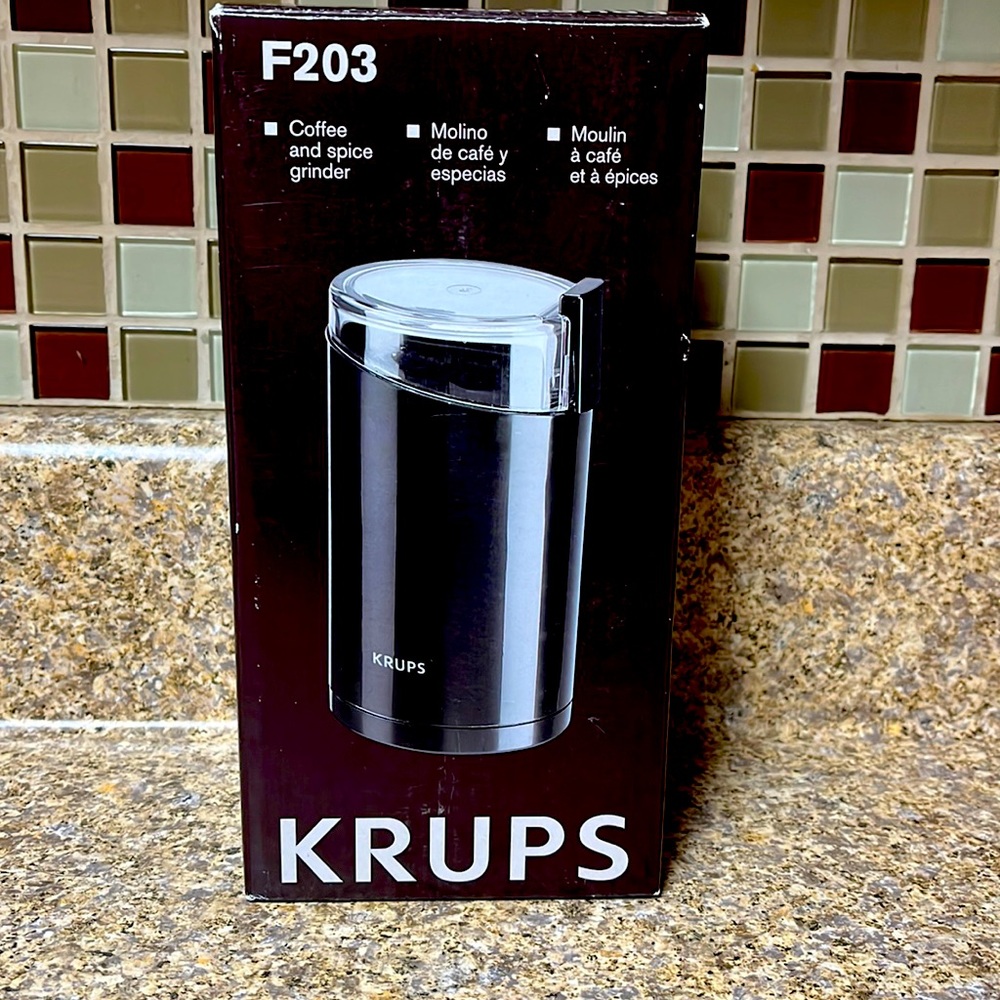 Krups (F203) Electric Spice and Coffee Grinder Stainless Steel - Black NIB- new